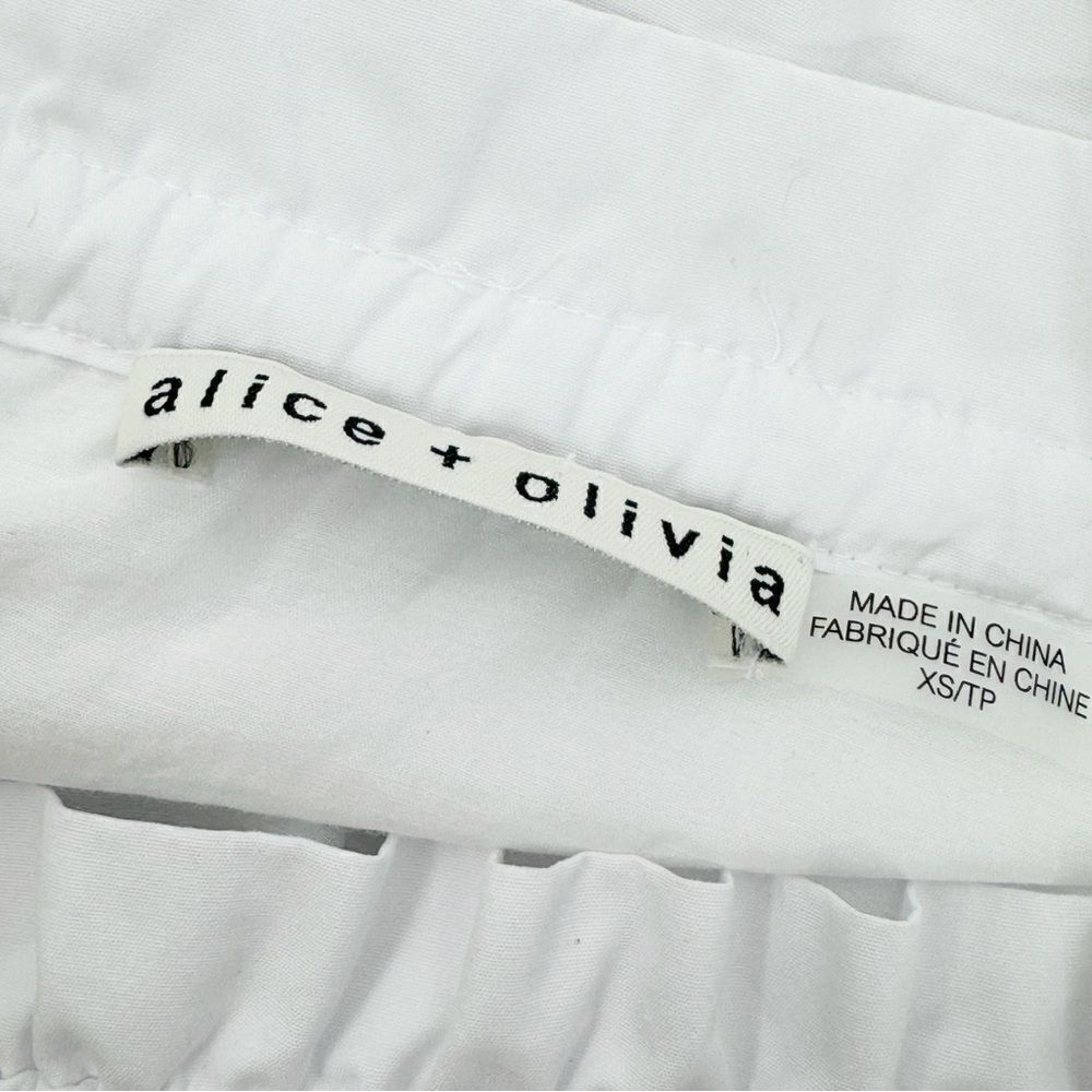 Alice + Olivia Paolo Smocked Off Shoulder‎ Tunic Dress White XS Mini Cotton - Picture 11 of 14